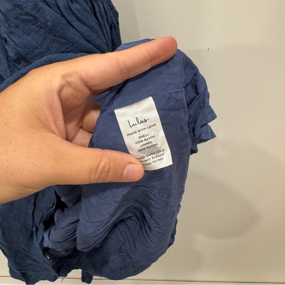 Lulu’s Pretty As a Picture Navy Blue Ruffle Halter Dress - Picture 6 of 12